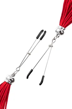 Pecado BDSM kopče za bradavice, viljuške, sa resicama od antilopa, metal, crveno