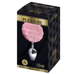 Analna čaura Alive Metal Anal Fluffli plug, roze, s