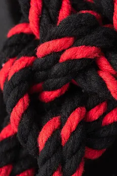 Lisice-okovi Pecado BDSM, čvor-alfa, od pamučnog užeta, crno-crvene, 3,3 m