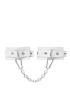 Okovi mini Pecado BDSM, zaobljeni uglovi, koža, bela