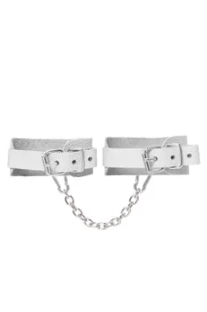 Okovi mini Pecado BDSM, zaobljeni uglovi, koža, bela