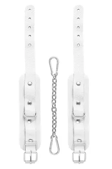 Okovi mini Pecado BDSM, zaobljeni uglovi, koža, bela