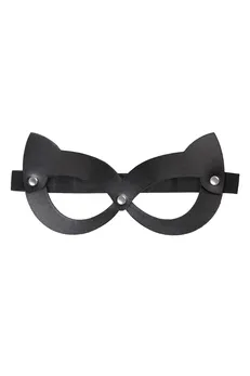 Pecado BDSM Maska, sa mačjim ušima otvorena, prirodna koža, crna
