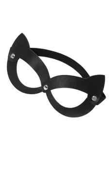 Pecado BDSM Maska, sa mačjim ušima otvorena, prirodna koža, crna