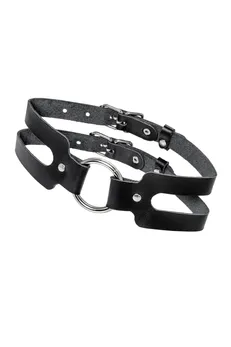 Choker-ogrlica Pecado BDSM, od dve trake, koža, crna