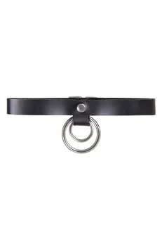 Choker-ogrlica Pecado BDSM, prsten u prstenu, koža, crna