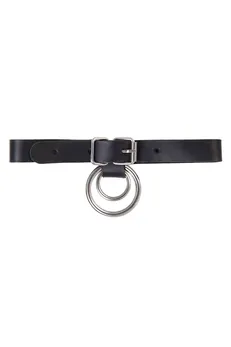 Choker-ogrlica Pecado BDSM, prsten u prstenu, koža, crna