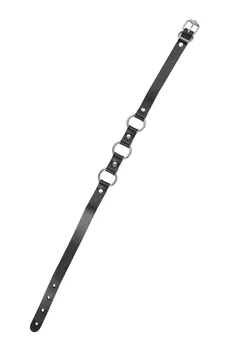 Choker-ogrlica Pecado BDSM, sa lančanim prstenovima, prirodna koža, crna