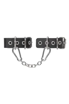 Pecado BDSM narukvice, jedna traka sa ušicama, koža, crna