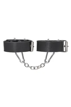 Pecado BDSM narukvice, jedna traka sa ušicama, koža, crna