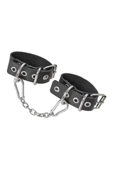 Pecado BDSM narukvice, jedna traka sa ušicama, koža, crna