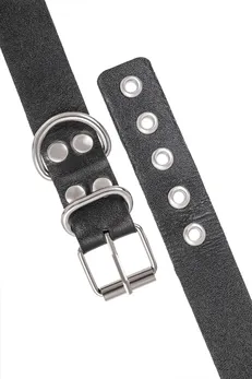 Pecado BDSM narukvice, jedna traka sa ušicama, koža, crna