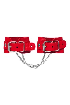 Pecado BDSM narukvice, mini zaobljeni uglovi, koža, crvena
