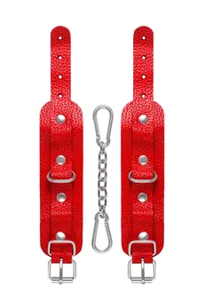 Pecado BDSM narukvice, mini zaobljeni uglovi, koža, crvena
