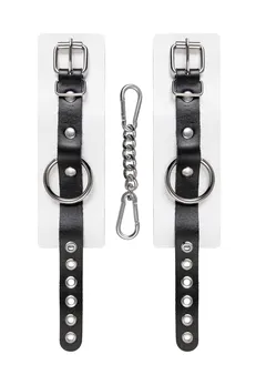 Pecado BDSM lisice, mekane, sa jednim kaišem sa ušicama, koža, bela i crna