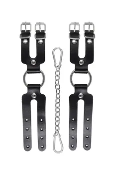 Pecado BDSM narukvice od dve trake, prave kože, crne