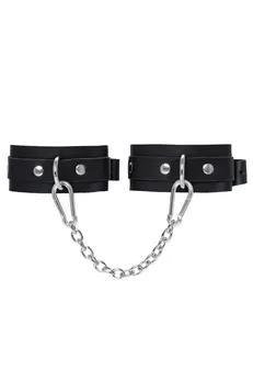 Okovi mini Pecado BDSM, zaobljeni uglovi, koža, crna