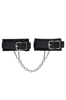 Okovi mini Pecado BDSM, zaobljeni uglovi, koža, crna