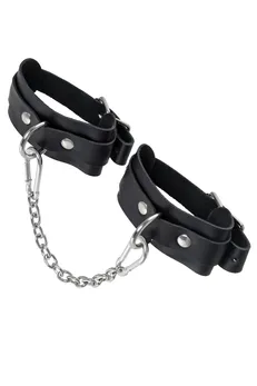 Okovi mini Pecado BDSM, zaobljeni uglovi, koža, crna