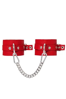 Pecado BDSM okovi, mekani sa ušicama, prirodna koža, crveni