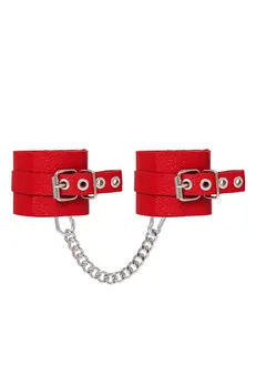 Pecado BDSM okovi, mekani sa ušicama, prirodna koža, crveni