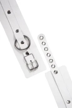 Pecado BDSM okovi, mekani sa ušicama, prirodna koža, beli