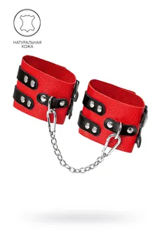 Pecado BDSM okovi, mekani, sa dva kaiševa sa ušicama, prirodna koža, crveno-crni