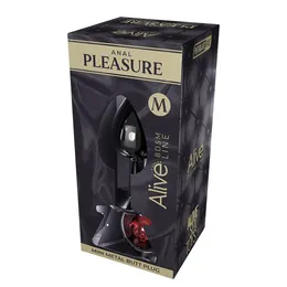 Srebrna analna čaura Mini Metal Butt Plug Size m sa crvenim kristalom