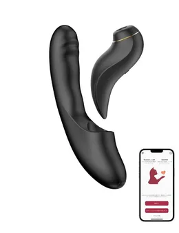 Vibrator sa povratnim pokretima, vakuumom i aplikacijom Beiourlover Fatima, Crna