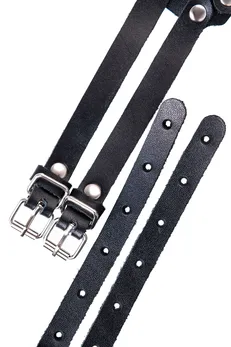 Pecado BDSM pojas, sa prstenovima, koža, crna