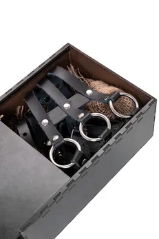 Pecado BDSM pojas, sa prstenovima, koža, crna