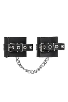 Pecado BDSM lisice, debela koža sa ušicama, prirodna koža, crna