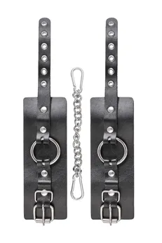 Pecado BDSM lisice, debela koža sa ušicama, prirodna koža, crna