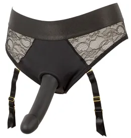 Crni ženski strapon Strap-on set: gaćice i mlaznica