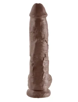 Veliki smeđi dildo sa skrotumom 10 Cock vith Balls na usisnoj čaši-25,4 cm.