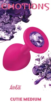 Analni čep Emotions Cutie Medium Pink dark purple crystal 4012-02Lola