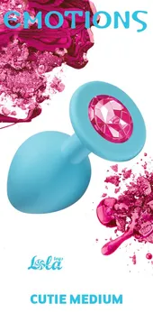 Analni čep Emotions Cutie Medium Turquoise Pink crystal 4012-03Lola
