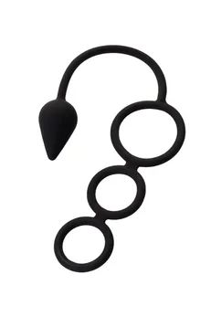 Erotist Analni čep sa erekcionim prstenom, silikon, crni, 20 cm, Ø 3 cm