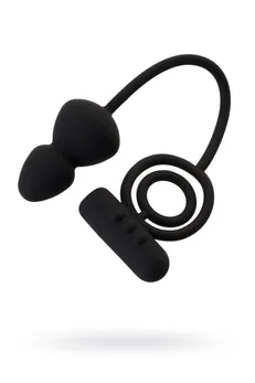 Crni erekcioni prsten sa vibracionim stimulatorom i analnim repom