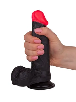 Dildo je crn sa crvenim REALISTIKOM u laminatu l 185 mm d 40 mm art. 391600