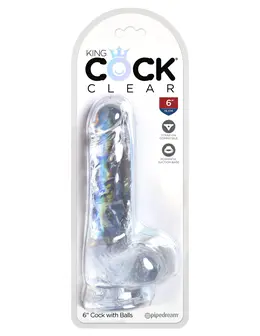 Dildo King Cock transparentan 6  pijetao sa kuglicama Pipedream 575220pd