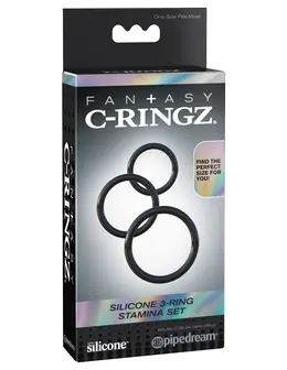 Fantasi C-Ringz Silicone 3-Ring Stamina set erekcionih prstenova - crni Pipedream 591223PD