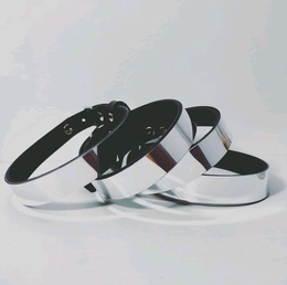 Choker ogrlica ogledalo sa kristalom od prave kože za zabavu