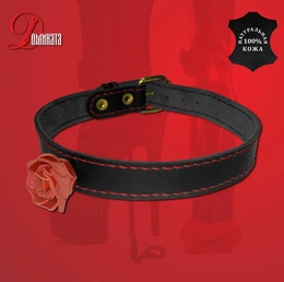Choker za vrat ženska koža sa ružom Crvena ruža, D18