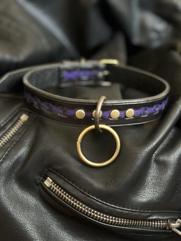 BDSM ogrlica od prave reljefne kože