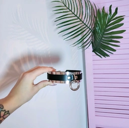 Choker ogrlica ogledalo od kože sa Karabiner prstenom za zabavu