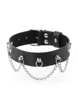 Ogrlica od erotske kože BDSM sa lancima i rhinestones
