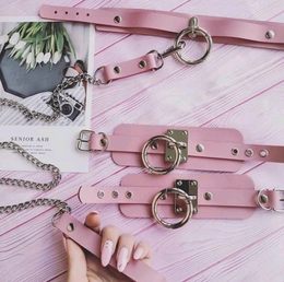 Set ogrlica lisice povodac prirodna koža. Pakovanje kao poklon!