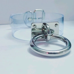 Ogrlica Choker prozirna sa prstenom arktički led