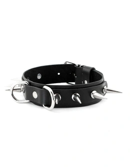 Bdsm ogrlica od kože sa dugim metalnim šiljcima